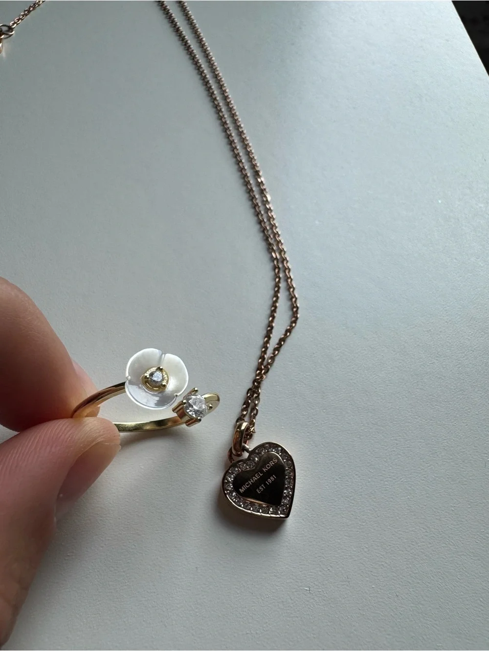 Heart Pendant Necklace in Rose Gold with Matching Ring